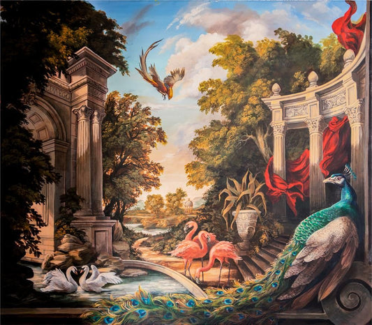 Baroque Gardens With Peacock